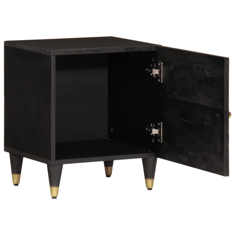 Adaysha 40cm W Solid + Manufactured Wood Bedside Table, Black