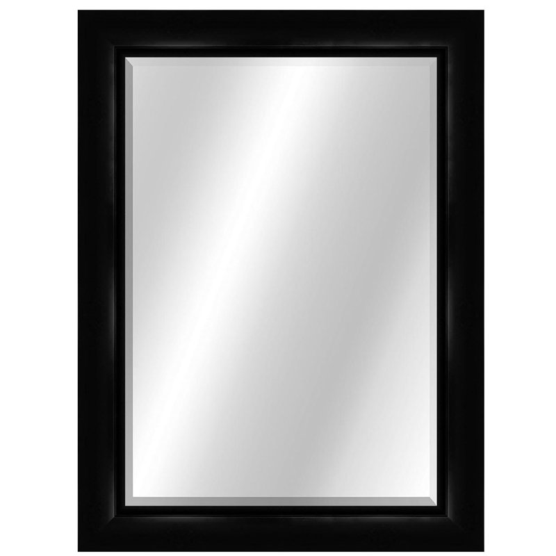 Wood Wall Mirror, 47" x 37", Matte Black