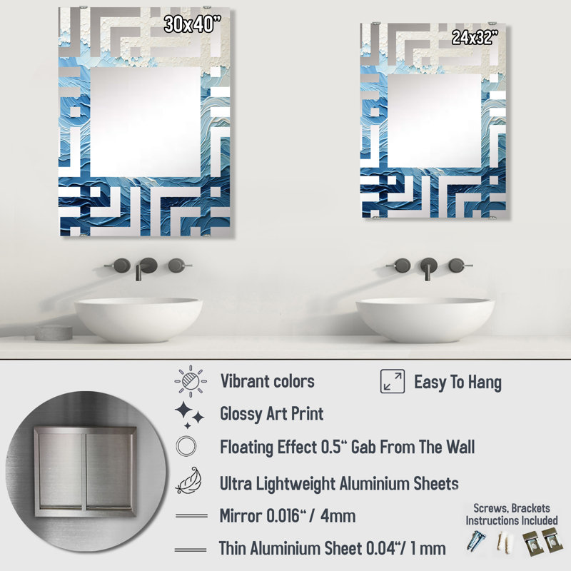 Abria - Miroir mural Coastal, 32 po x 24 po
