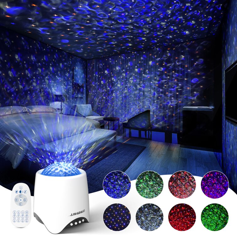 Liwarace 2-in-1 Star Projector and Sound Machine, Htwon Night Light for Kids Adult Bedroom with 8 White Noise, 8 Soothing Music, Bluetooth Speaker, St