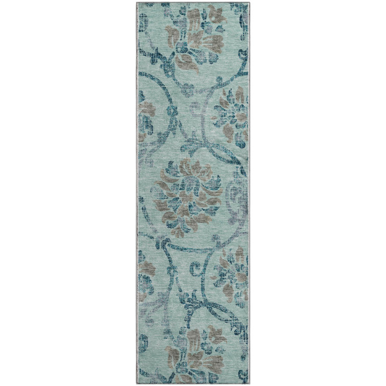 Premium Machine Washable Prisco Teal Rug