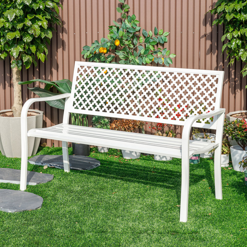 Banc de jardin tout en acier pour la détente, Noir