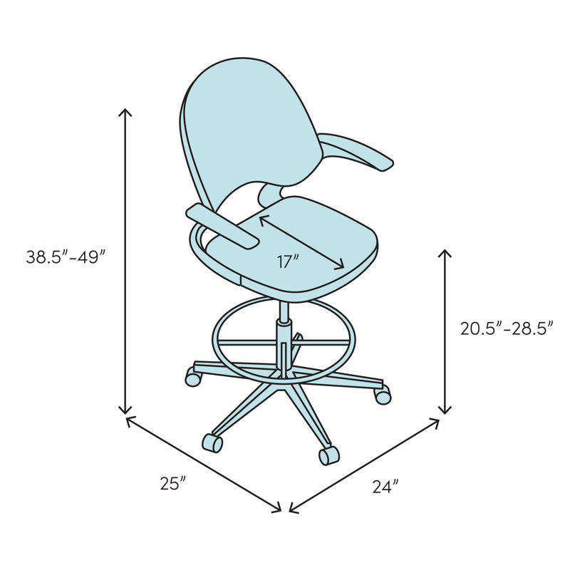 Chaise de dessin Kallie, Patins, Bleu impérial, Inclus