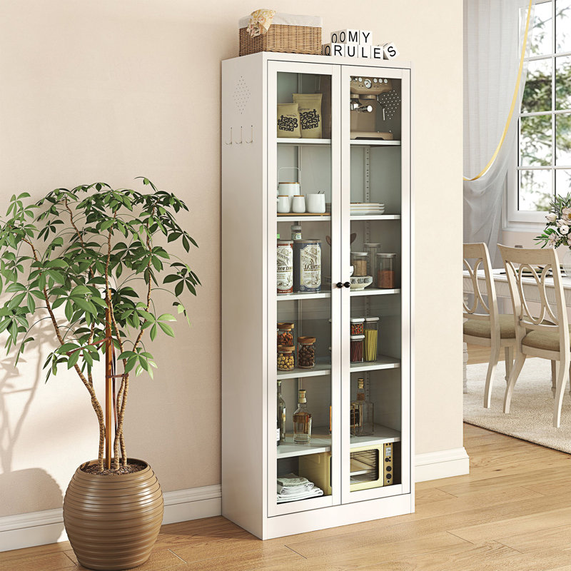 Armoire de cuisine en métal avec 5 tablettes réglables, armoire d'appoint