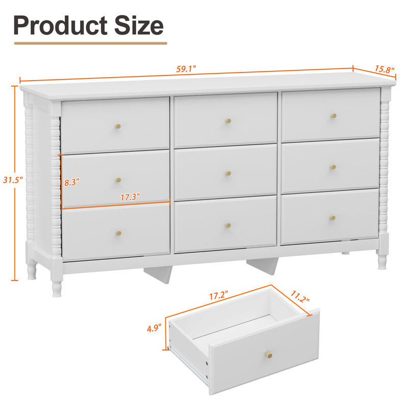 Commode 9 tiroirs 9 colonnes, Rose