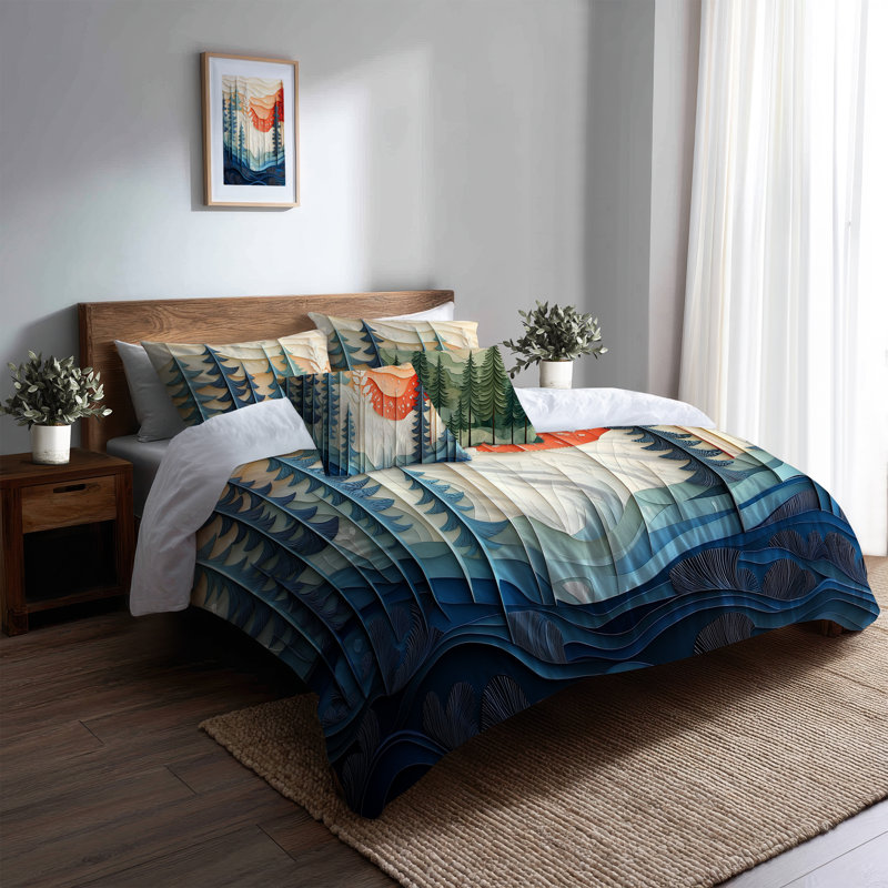 Paper Pine Reverie 5 Pcs Bedding Set - Woodland Duvet Cover And Throw Pillow Set, Twin Duvet Cover + 4 Additional Pieces