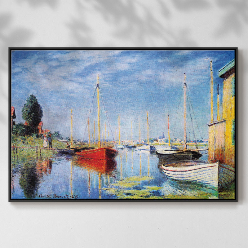 Impression sur toile, "Pleasure bateaux at Argenteuil" par Claude Monet, Noir, H 25 po x l 37 po x P 2 po