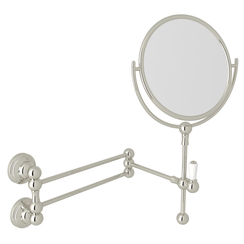 Edwardian Wall Mount Makeup Mirror, Polished Nickel