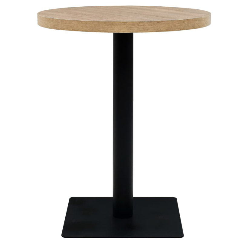 Vowell Round Metal Base Dining Table, Oak, 75 cm H  x 60 cm W x 60 cm D