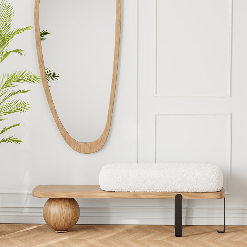 Boucle Upholstered Bench