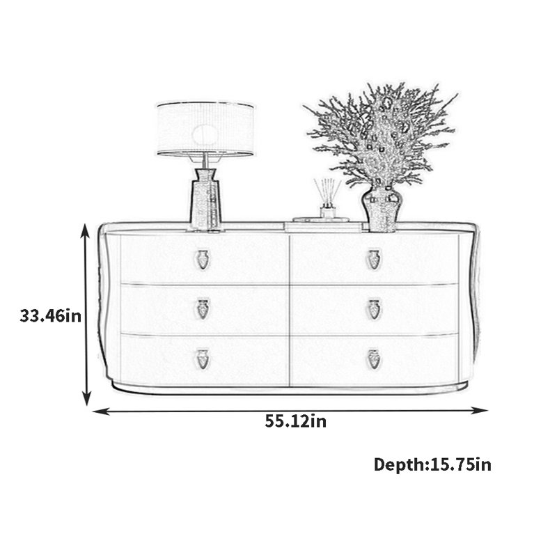 Buffet Living Room, H 33,46 po x l 55,12 po x P 15,75 po