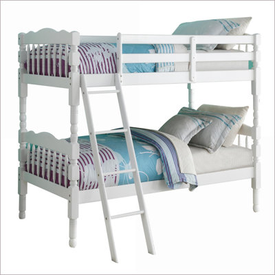 Twin Over Twin Solid Wood Convertible Bunk Bed, White – No Box Spring Needed, Ideal for Guest Rooms