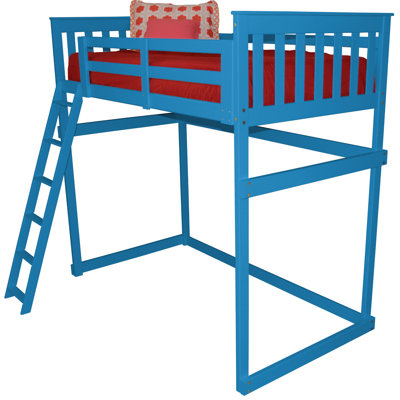 Lit mezzanine simple en bois massif avec échelle latérale Versaloft Mission Amish
