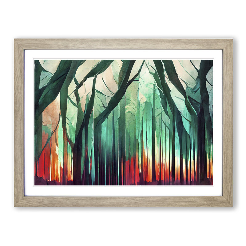 XH1022-2806X Dreamlike Abstract Forest Vol.3 - Single Picture Frame Print, 46cm H x 64cm W x 2cm D, Oak Framed