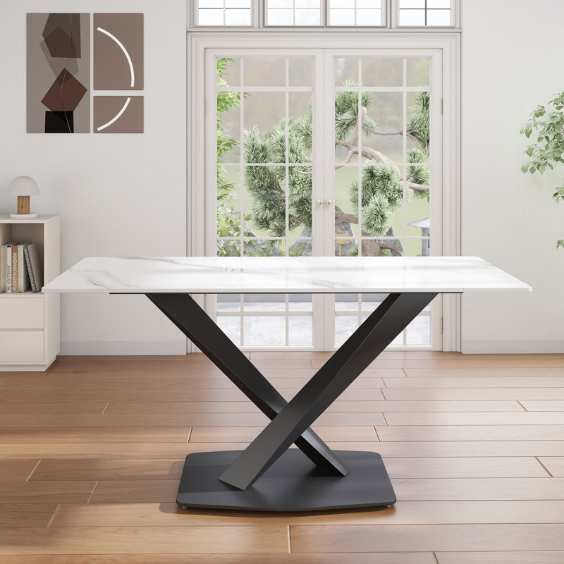 Table de salle à manger Menifee, Blanc neige