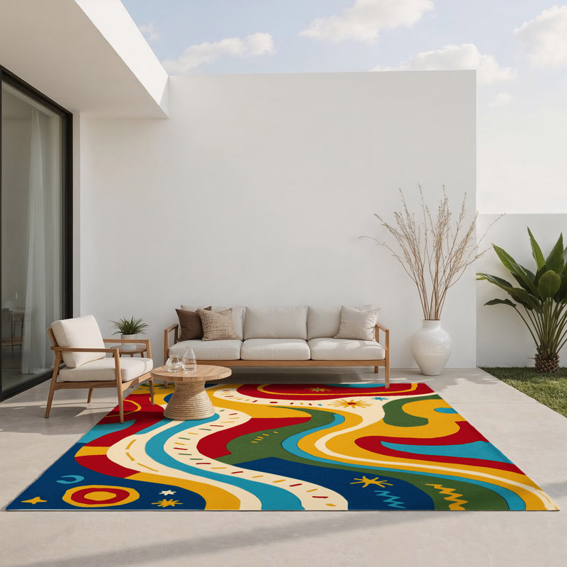 Feisty Glow Indoor And Outdoor Area Rug, Rectangle 4' x 6'