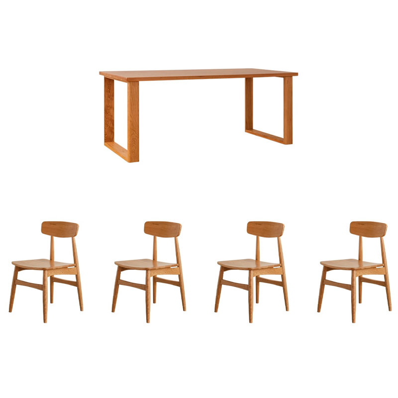 4 - Person Solid Wood Solid Wood Top Double Pedestal Dining Set