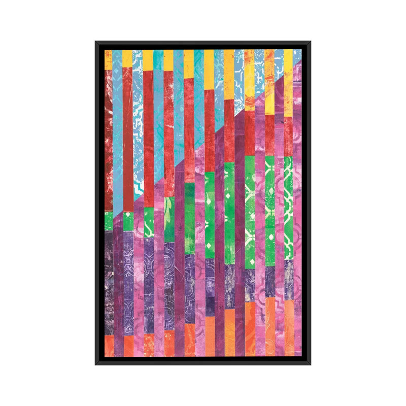 « quilted monoprints iv », impression sur toile, H 26 po x l 18 po x P 1,5 po, Toile avec cadre noir, Pas de tapis