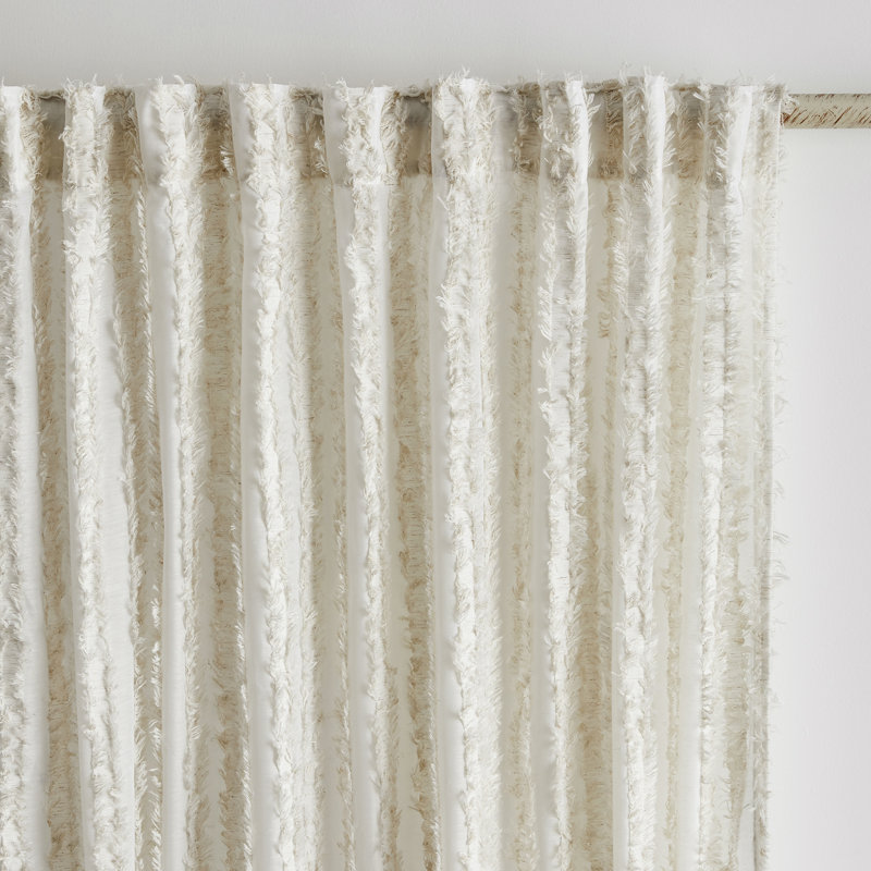 Rideaux transparents en lin mélangé avec passe-tringle, ensemble de 2, Natural, L 52 po x L 90 po (paquet de 2)