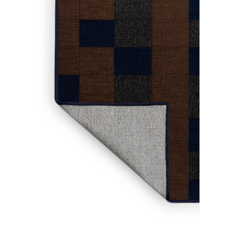 Machine Washable Checkered Blue Area Rug, Rectangle 5' x 7'