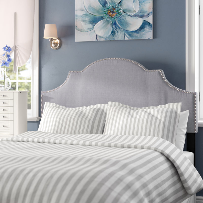Caswell Upholstered Headboard, Queen, Arctic Gray, Polyester
