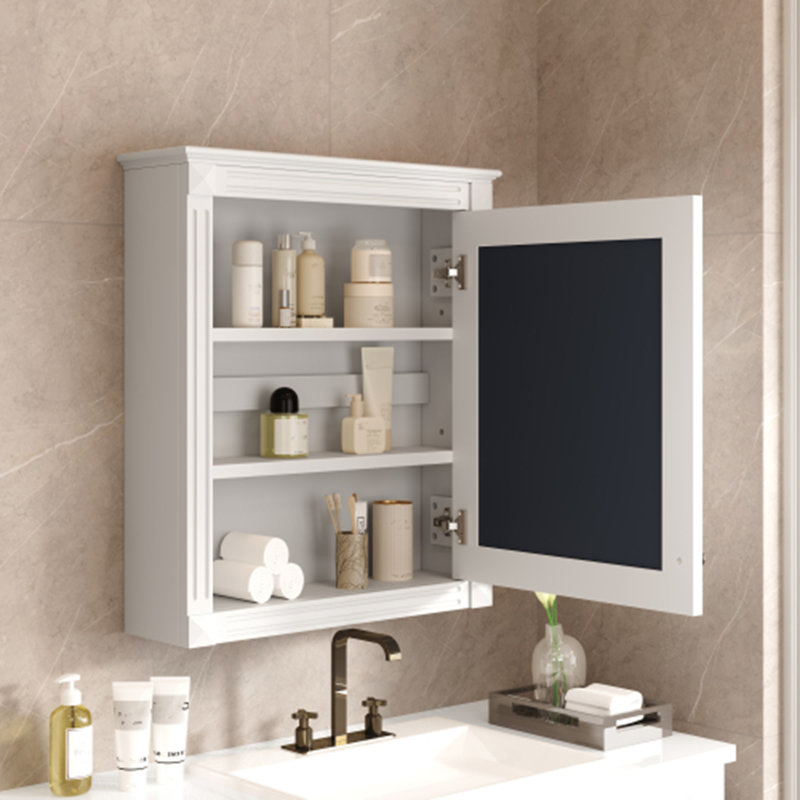 Armoire de rangement murale avec miroir, Blanc