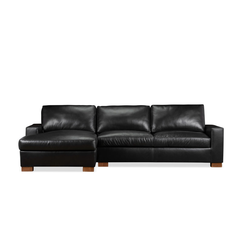 Canapé modulaire en cuir véritable 2 pièces Jonie, Cuir véritable Steamboat bois flotté, Orienté à gauche (vu de face)
