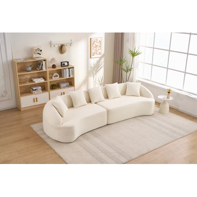 Canapé courbé désossé, canapé modulaire à compression de 110 po, blanc haute densité, canapé-lit pour salon, salon, appartement, chenille
