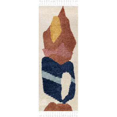 Rhea Modern Abstract Performance Beige/Blue/Orange/Pink Rug