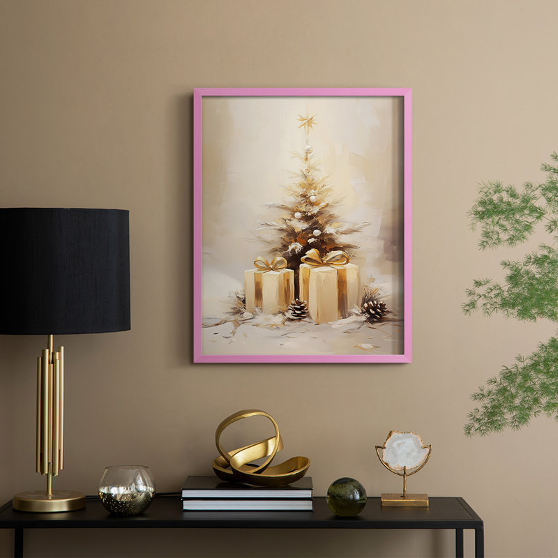 Art des Fêtes de Noël - Série 2 - CECXLV III, reproduction d'art encadrée - bois massif, H 30 po x l 24 po, Pink