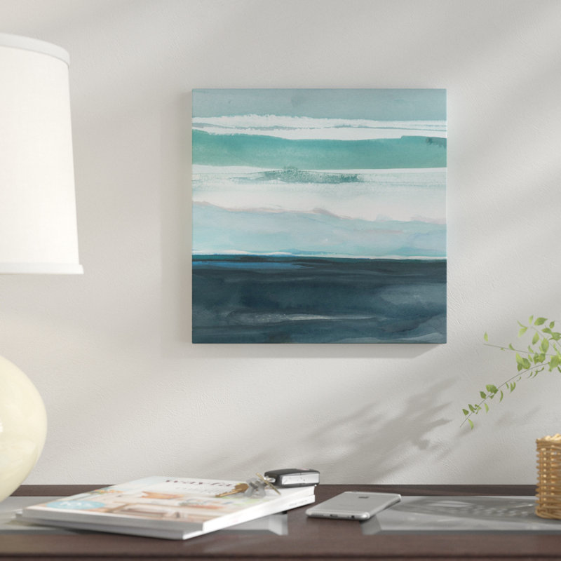 «Teal Sea I», impression sur toile, H 18 po x l 18 po x P 1,5 po, Toile tendue, Pas de tapis