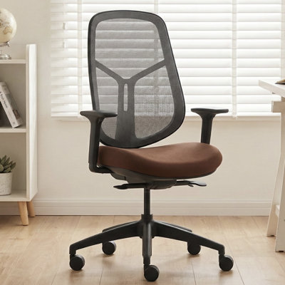 Chaise de bureau ergonomique en filet avec profondeur, hauteur et accoudoirs réglables, chaise de bureau d'ordinateur pivotante moderne avec roulettes, chaise de travail respirante, certifiée BIFMA