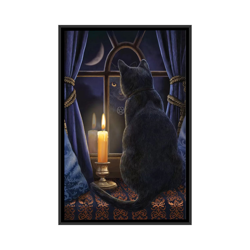 « minuit vigil », impression sur toile, H 26 po x l 18 po x P 1,5 po, Toile avec cadre noir, Pas de tapis