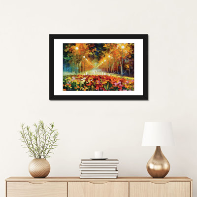 Alley of Roses par Leonid Afremov - Estampe numérique sur toile tendue avec châssis