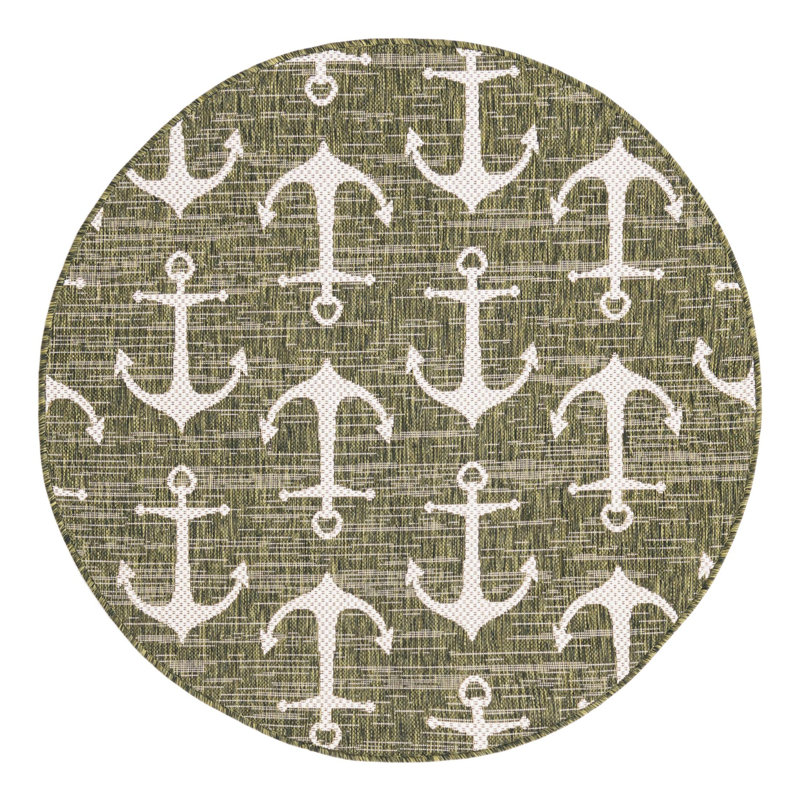 Machine Woven Polypropylene Plastic Rug, Round 4'