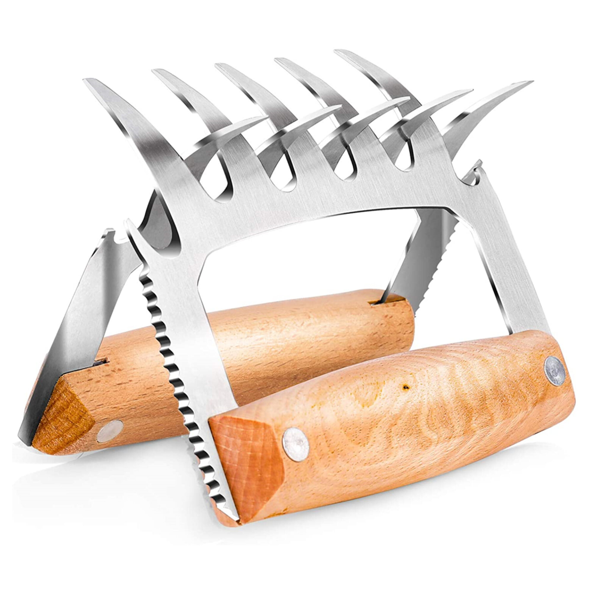 Stainless Steel Barbecue Claws Set of 2 Metal Bear Meat Claws for Shredding