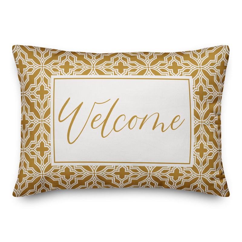 Geometric Outdoor Reversible Throw Pillow, Yellow