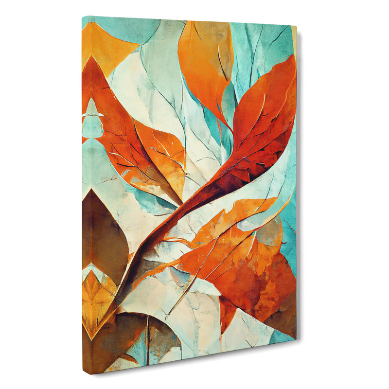 Abstract Leaf Art No.3 - Wall Art, Wrapped Canvas, 76cm H x 50cm W, White