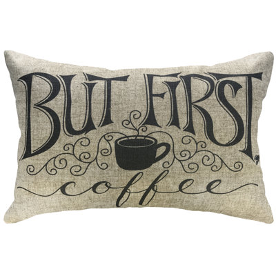 But First, Coffee Linen Lumbar Pillow