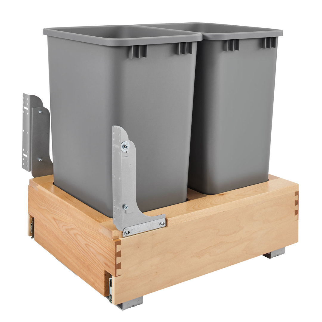 Rev-A-Shelf Double Pull Out Bottom Mount Trash Can, Gray Rev-A-Shelf 
