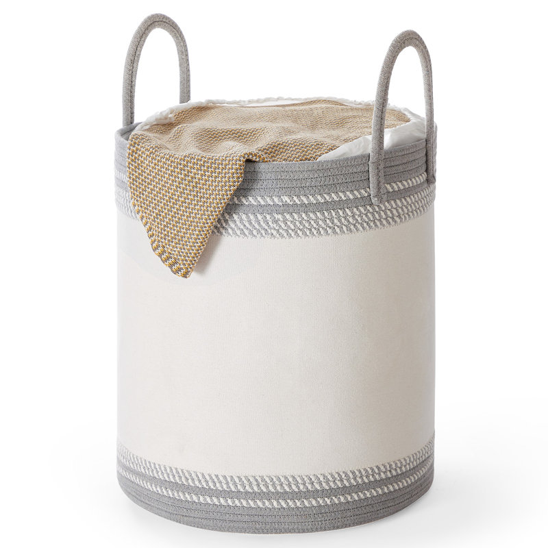 Laundry Bag With Lid, Gray, 18.1" H x 16.1" W x 16.1" D