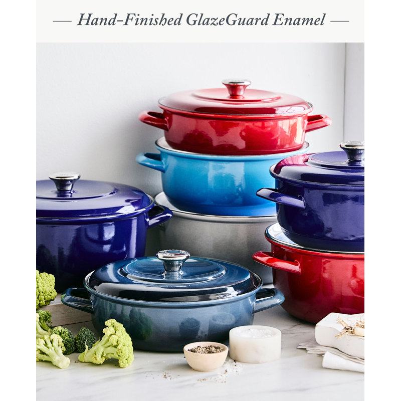 Lava Red Enameled Cast Iron 5.3QT Dutch Oven with Lid
