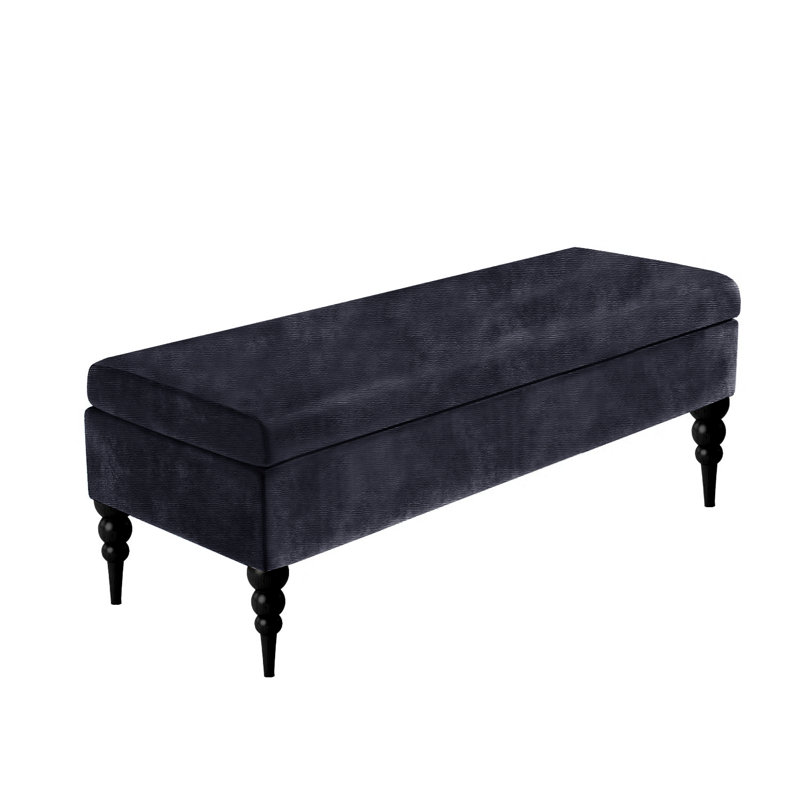 Safar Plain Upholstered Bench – Naples Shoe Bench Footstool with Storage & Turned Wooden Legs, 40cm H x 180cm W x 40cm D