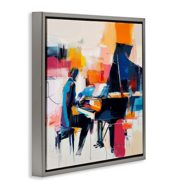 "Musical Melody Piano Musician" par Irena Orlov, Cadre flottant gris lustré, H 18 po x l 18 po