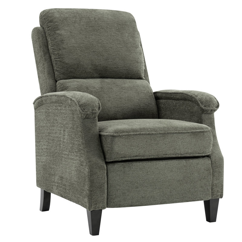 Modern Design Fabric Upholstered Push Back Recliner, Gray-Green