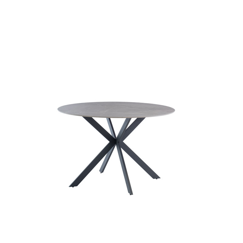 Round Stone Top Metal Base Dining Table, Grey