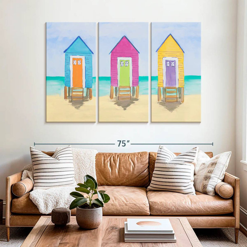 Gillard Three Beach Shacks, 42" H x 65" W