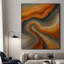 Très grande reproduction d'art sur toile - Motif de géode aux tons orange et gris abstrait, art contemporain pour le salon ou la chambre à coucher - «Assemblage requis du cadre (cadre non fini)»-119953373
