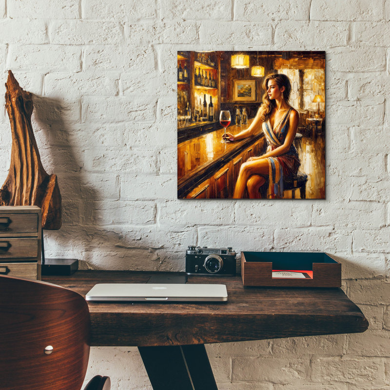 «Lady In A Bar» par Rey Klimt, art mural en verre acrylique, H 12 po x l 12 po x P 0,13 po