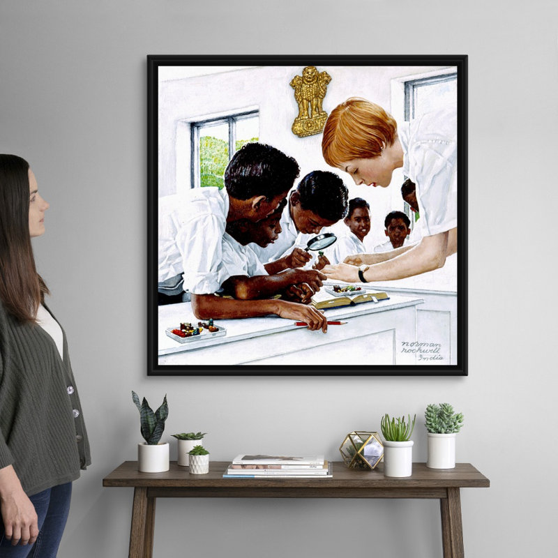 Art mural sur toile The Peace Corps In India, H 38 po x l 38 po x P 1,75 po, Cadre flottant noir